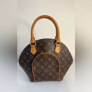 Auth LOUIS VUITTON Ellipse MM Monogram Handbag Monogram Canvas